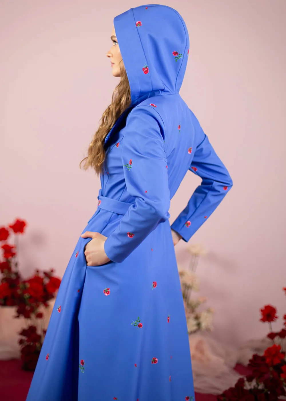RainSisters Forget Me Not Flower Waterafstotende 50's Swing Regenjas Blauw