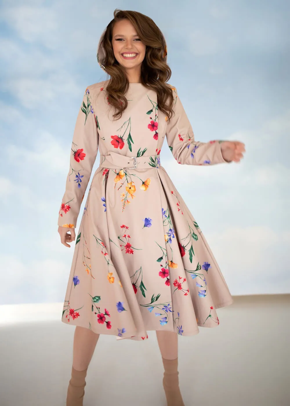 RainSisters Spring Blossom Waterafstotende 50's Regenjas Beige