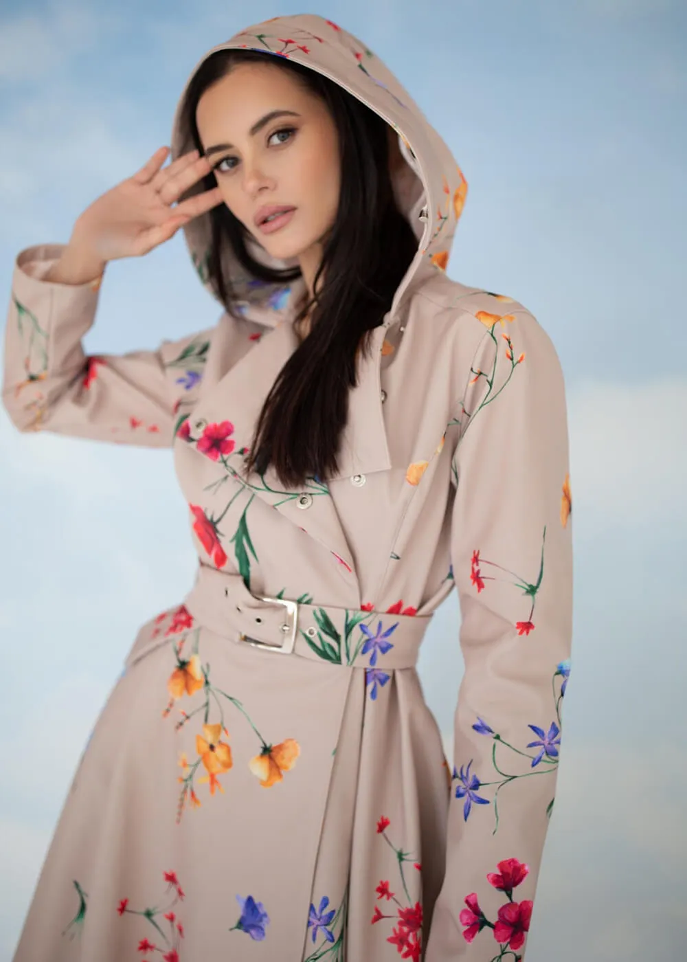 RainSisters Spring Blossom Waterafstotende 50's Regenjas Beige
