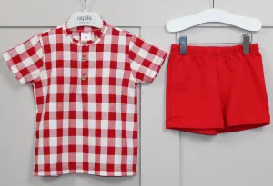 Red Check Grandad Shirt and shorts
