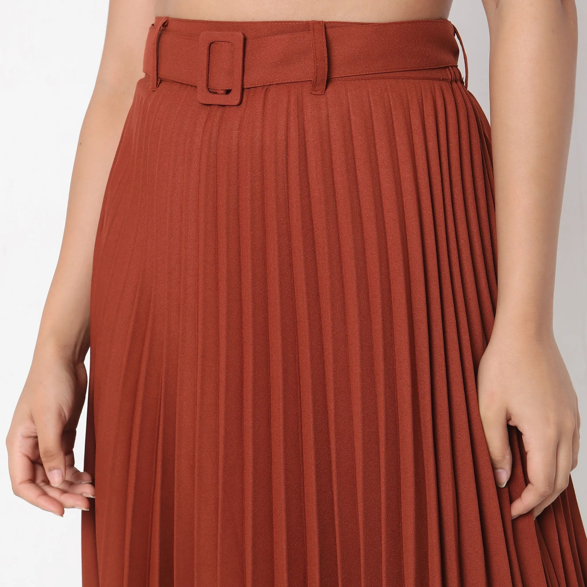 Regular Fit Solid Mid Rise Skirt