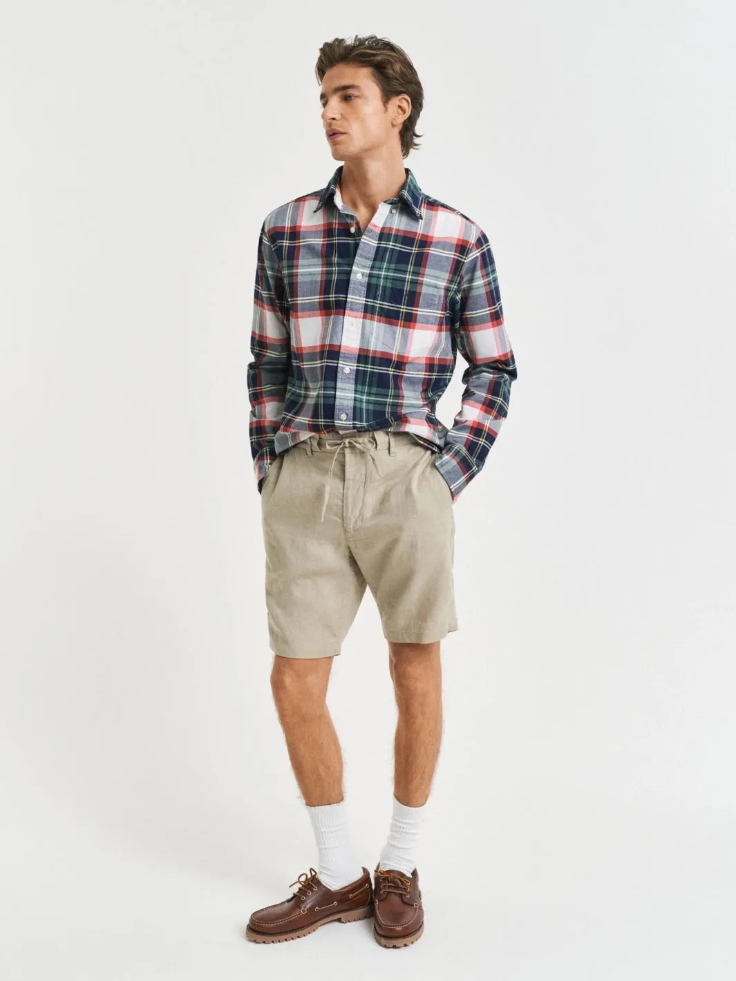 RELAXED FIT LINEN SHORTS Beige