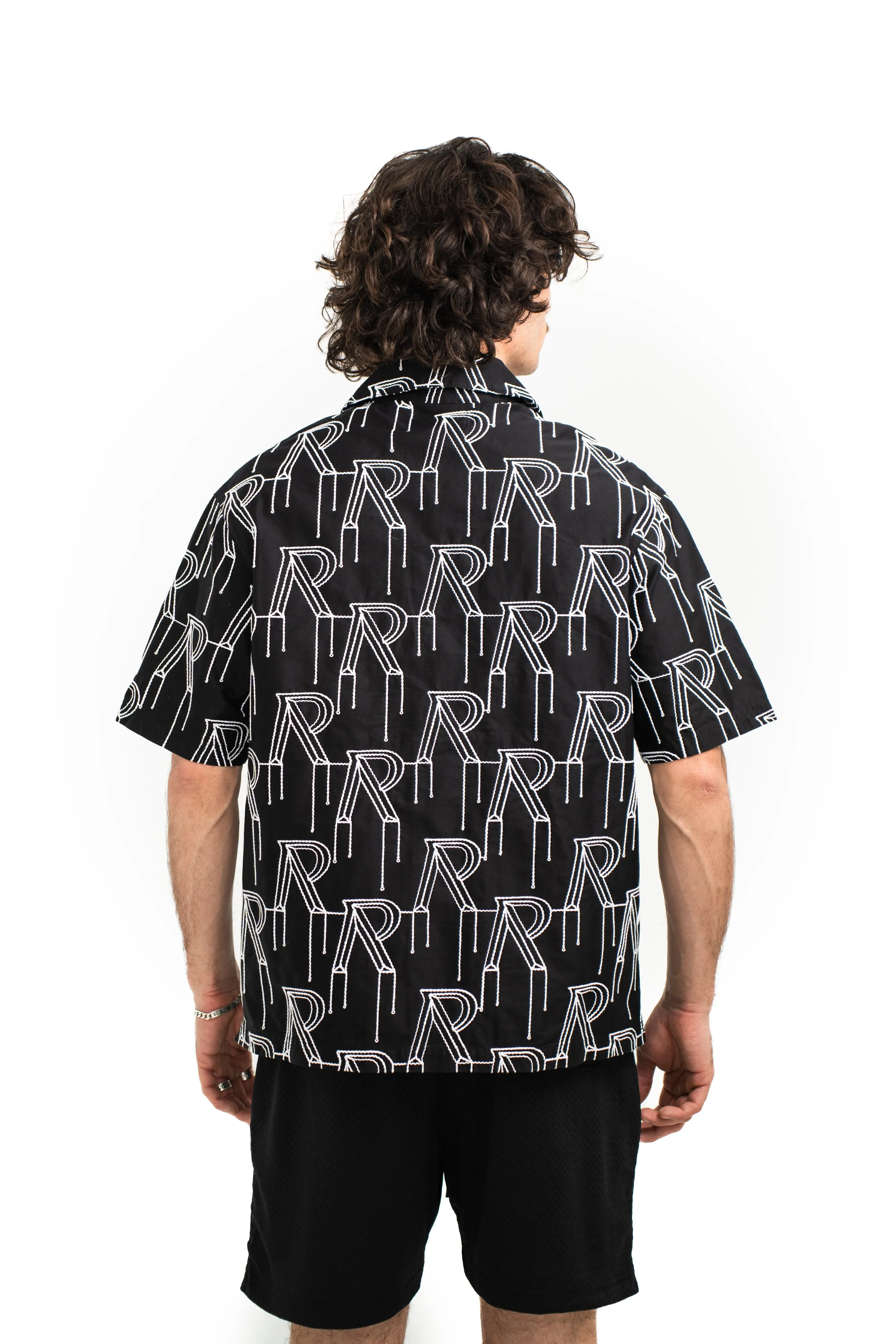 Represent Initial Embroidered Overshirt Black