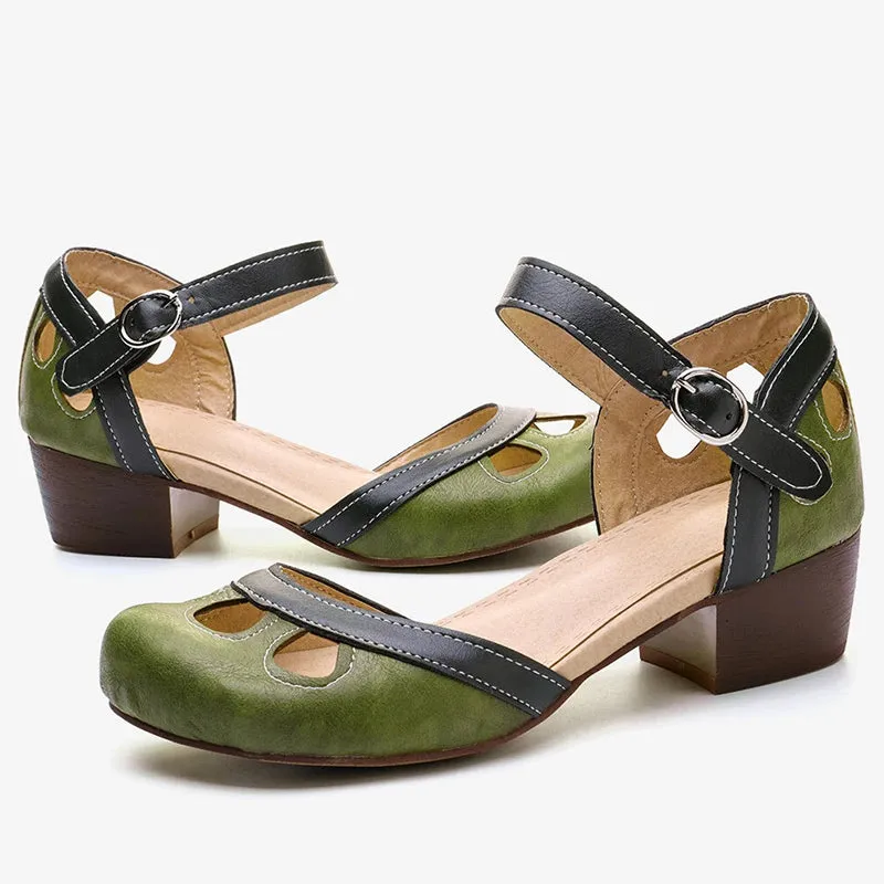 RETRO BLOCK HEEL SANDALS