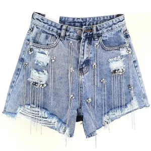Rhinestone Denim Shorts