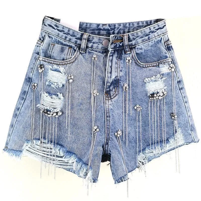Rhinestone Denim Shorts