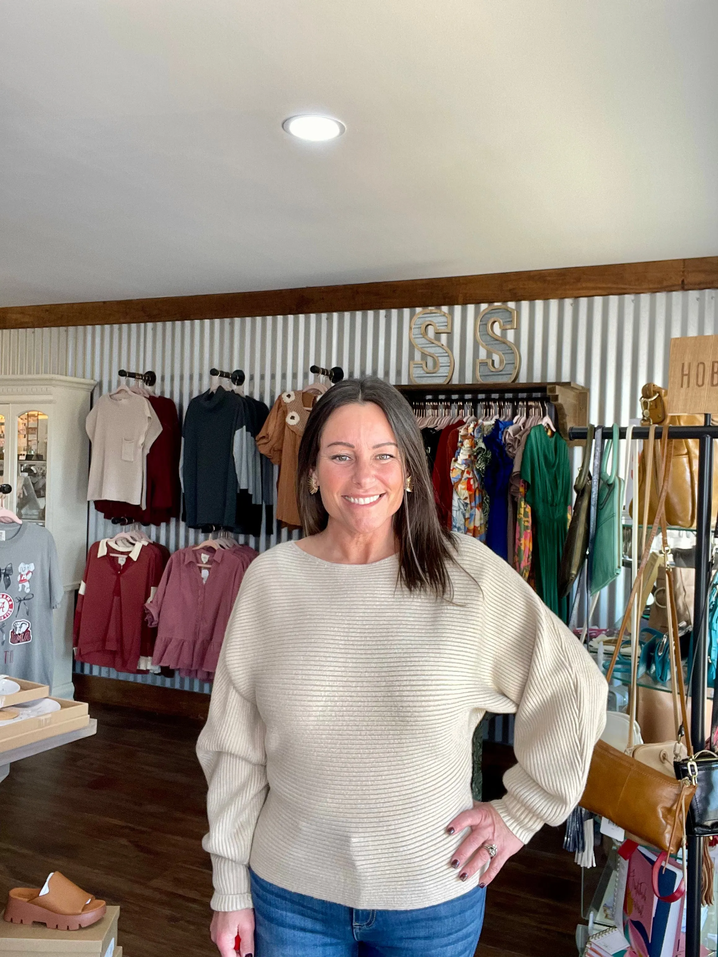Ribbed Dolman Sleeve Sweater