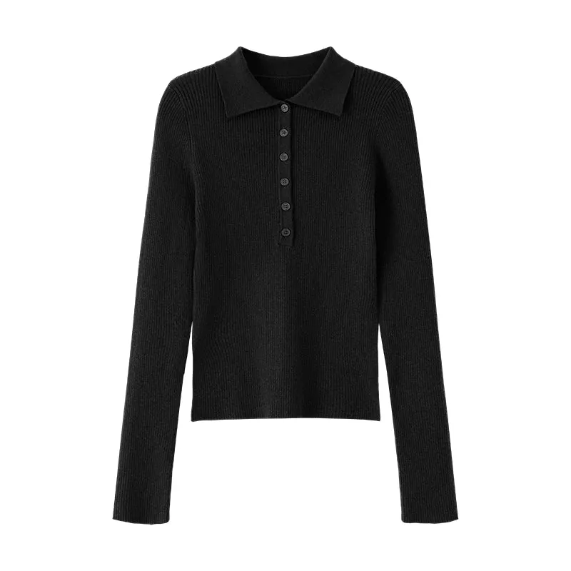 Ribbed Polo Sweater
