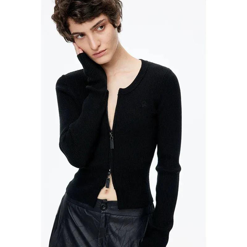 Ribbed Zip-Up Cardigan
