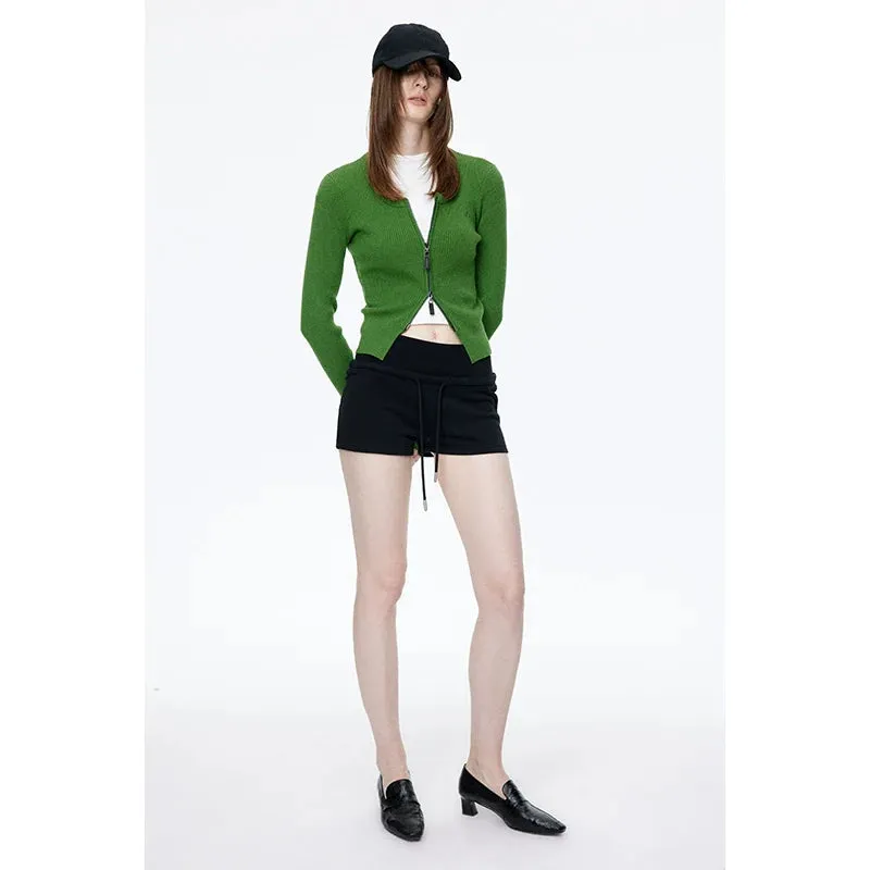 Ribbed Zip-Up Cardigan