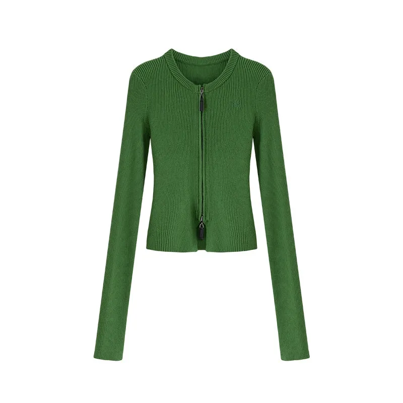 Ribbed Zip-Up Cardigan