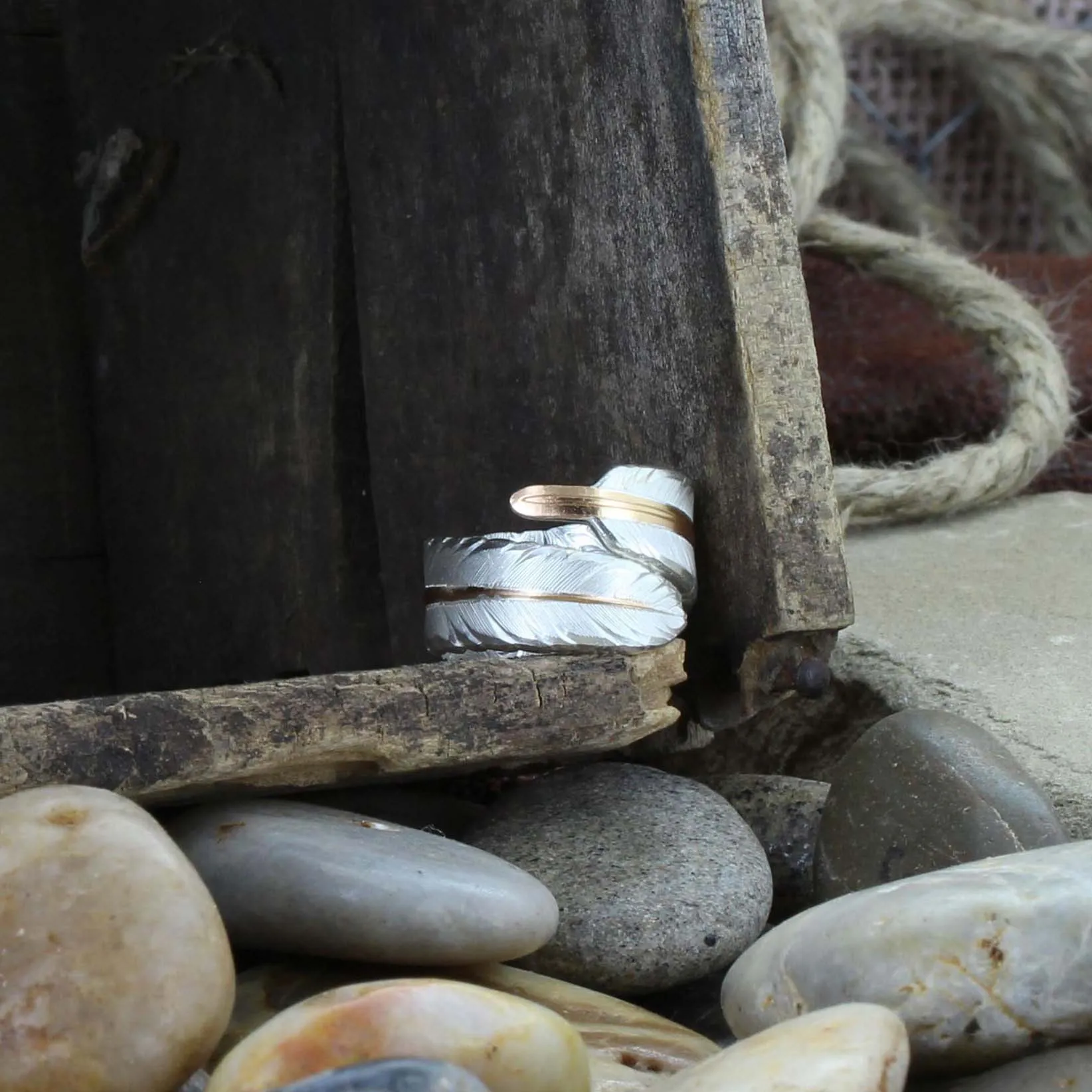 Rose Gold Filament Feather Ring