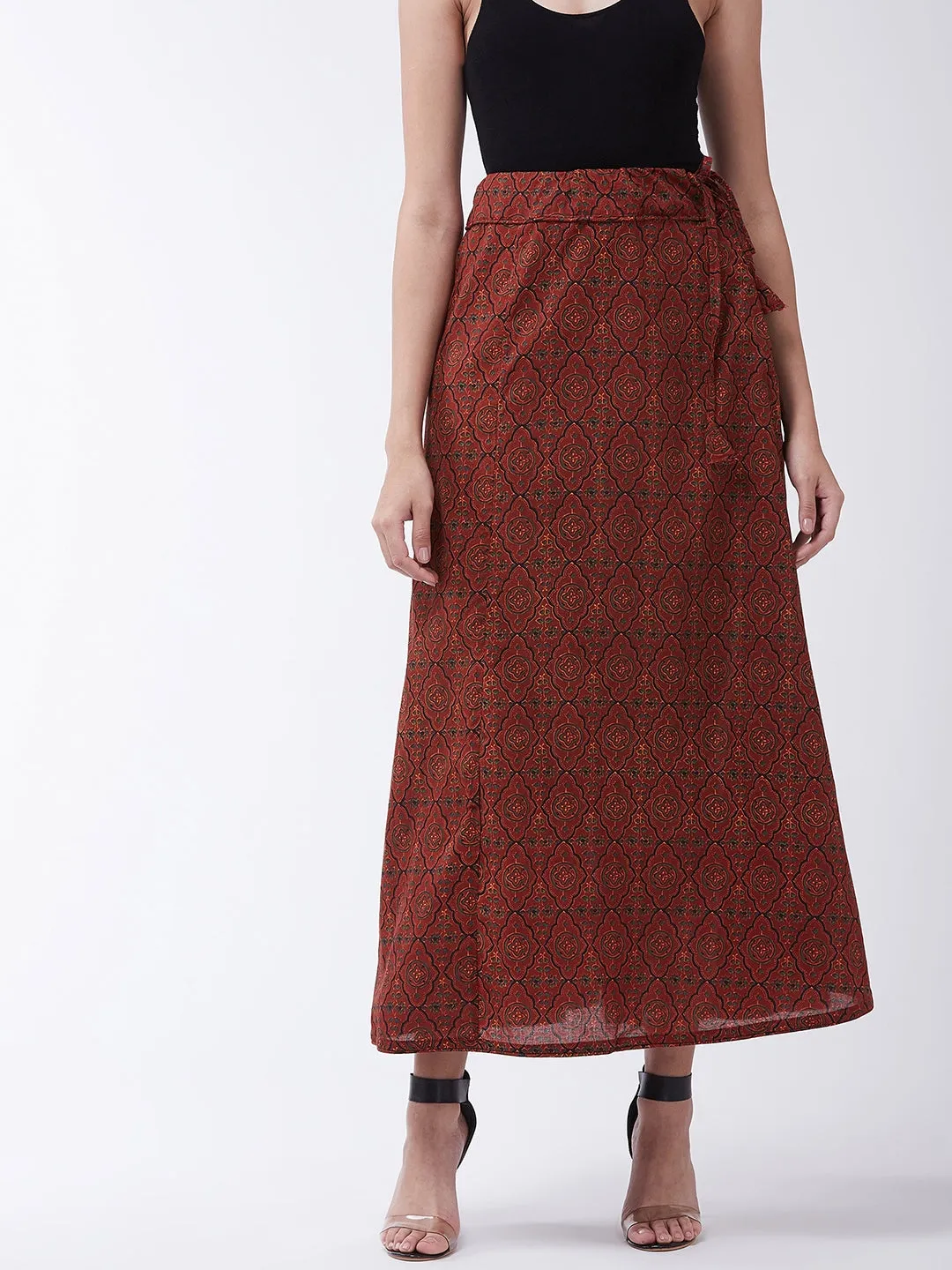 Rust Kalamkari Print Skirt