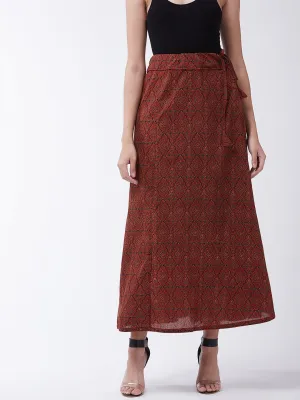 Rust Kalamkari Print Skirt