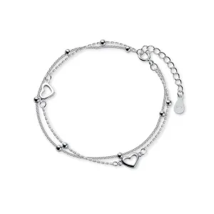 S925 Hollow Smooth Heart Bracelet