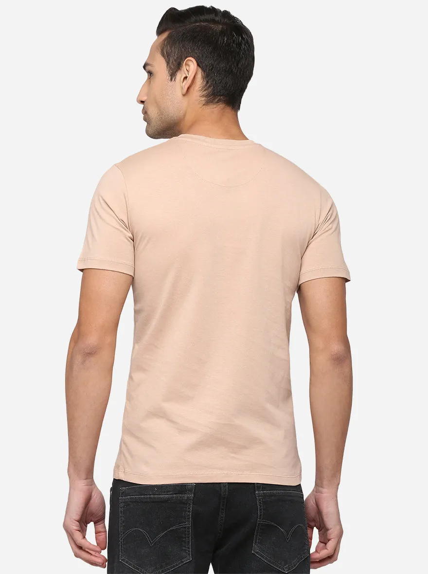 Sand Pink Solid Slim Fit T-Shirt | JadeBlue