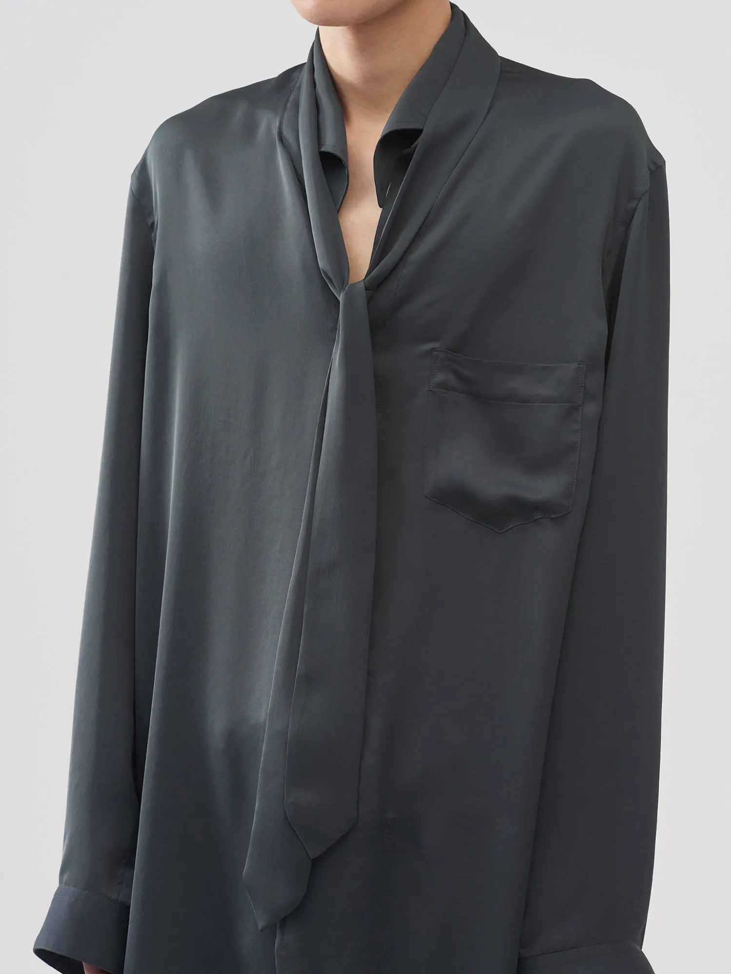 Satin Bow Collar Shirts