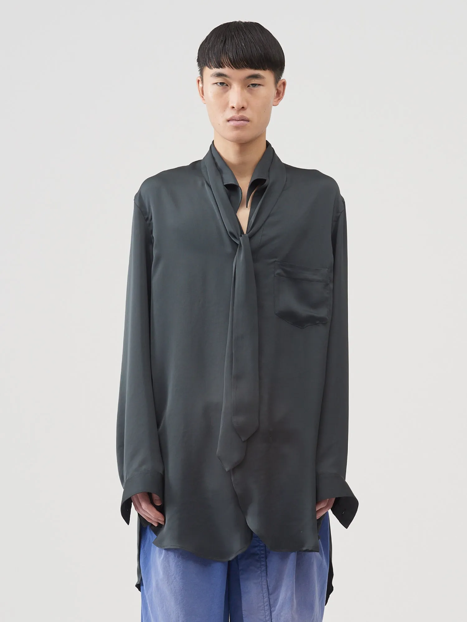 Satin Bow Collar Shirts