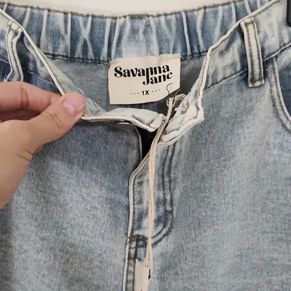 Savanna Jane rhinestone distressed shorts 1x