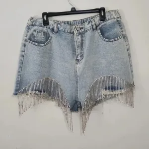 Savanna Jane rhinestone distressed shorts 1x
