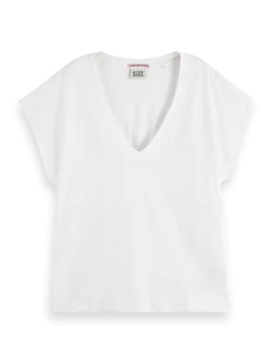 Scotch & Soda Slub V-Neck T-Shirt - White