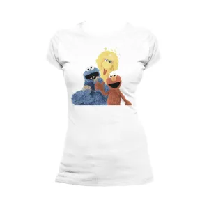 Sesame Street Group Photo Wave Official Women's T-shirt (White)