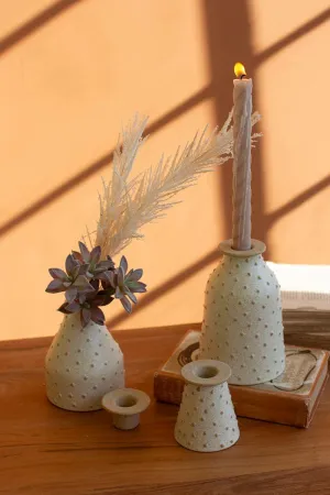 Set of 3 Knobby Ceramic Bud Vases / Taper Holders