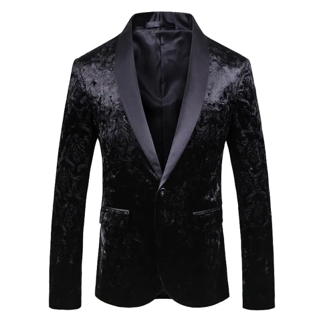 Shawl Lapel Black Jacquard Dinner Jackets Party Groom Wear Men Slim Wedding Suits For Men Prom Tuxedo Blazer
