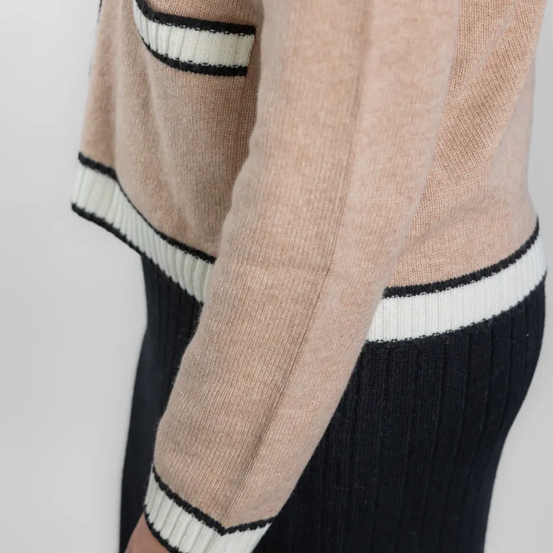 Short Cardigan / Camel   Black   White