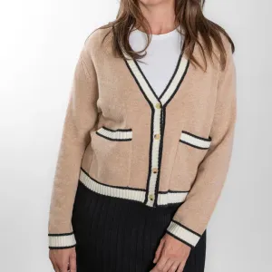 Short Cardigan / Camel   Black   White