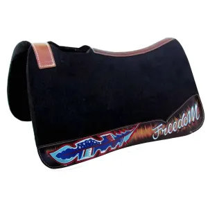 Showman ® 31" Wide x 32" black felt saddle pad with "Freedom" design.