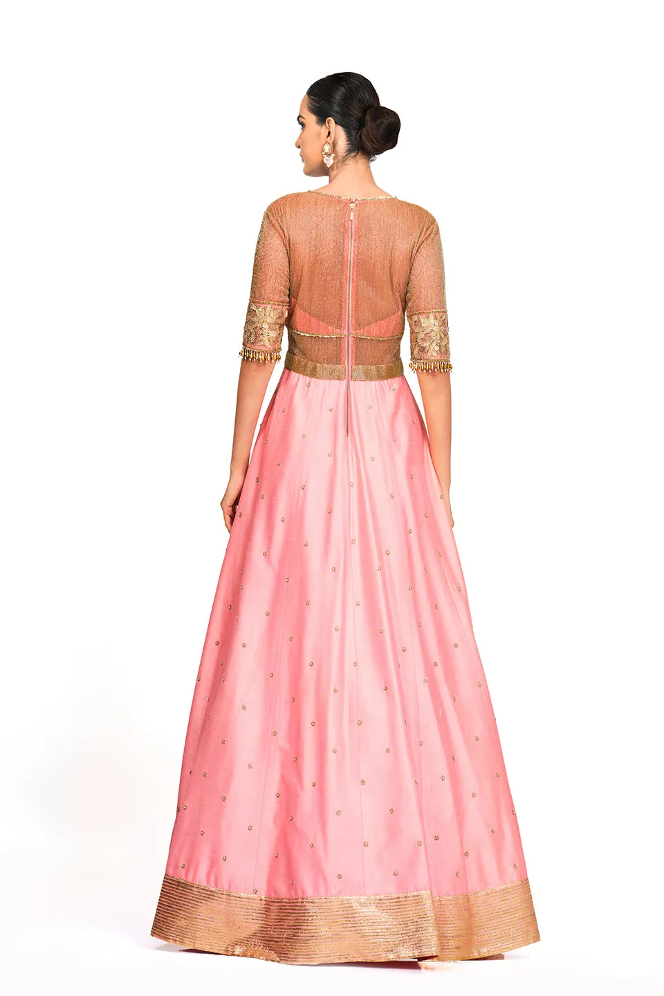 Silk gown with gota embroidered bodice