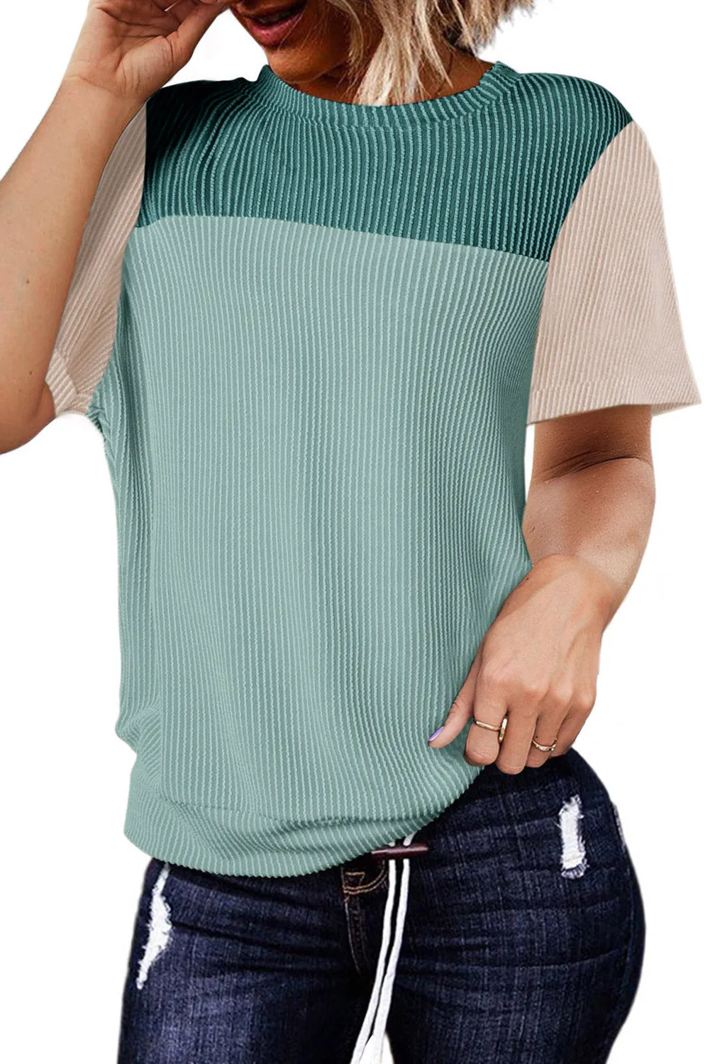 Skobeloff Rib Textured Colorblock T Shirt