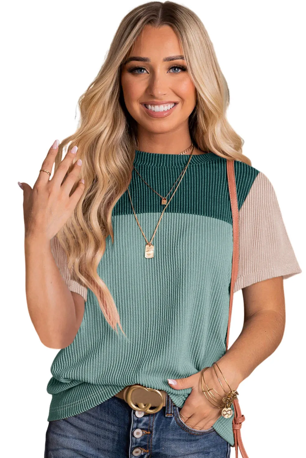 Skobeloff Rib Textured Colorblock T Shirt