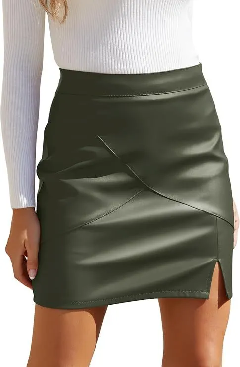 Sleek and Edgy PU Leather Zipper Skirt for Modern Sophistication