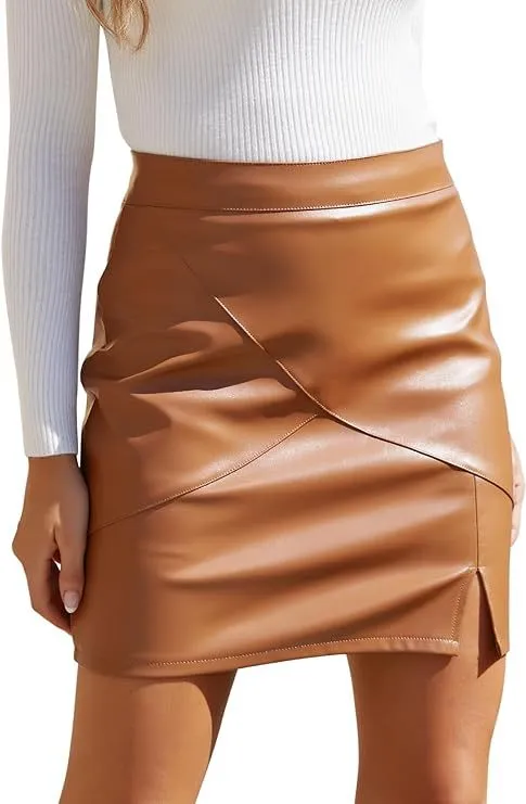 Sleek and Edgy PU Leather Zipper Skirt for Modern Sophistication