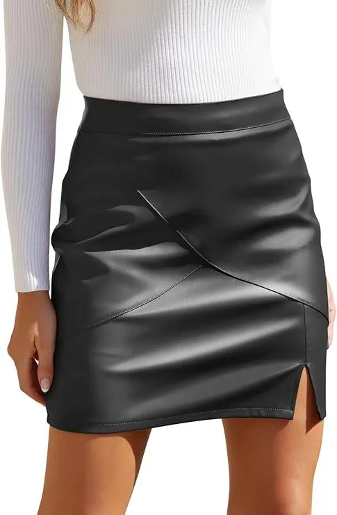 Sleek and Edgy PU Leather Zipper Skirt for Modern Sophistication