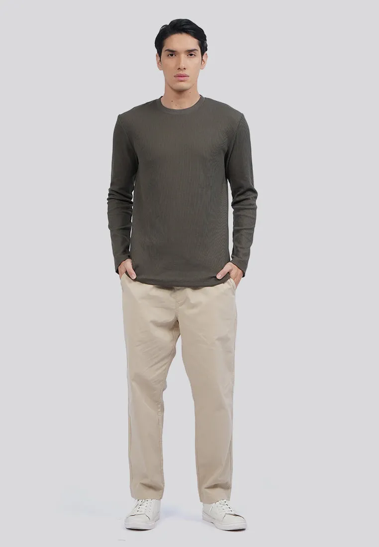 Slim Fit Long Sleeve Waffle T-Shirt