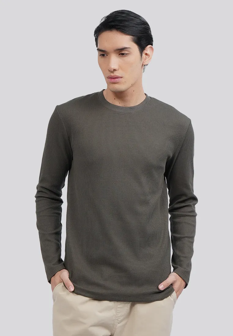 Slim Fit Long Sleeve Waffle T-Shirt