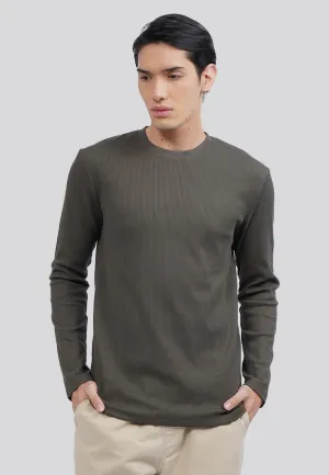 Slim Fit Long Sleeve Waffle T-Shirt