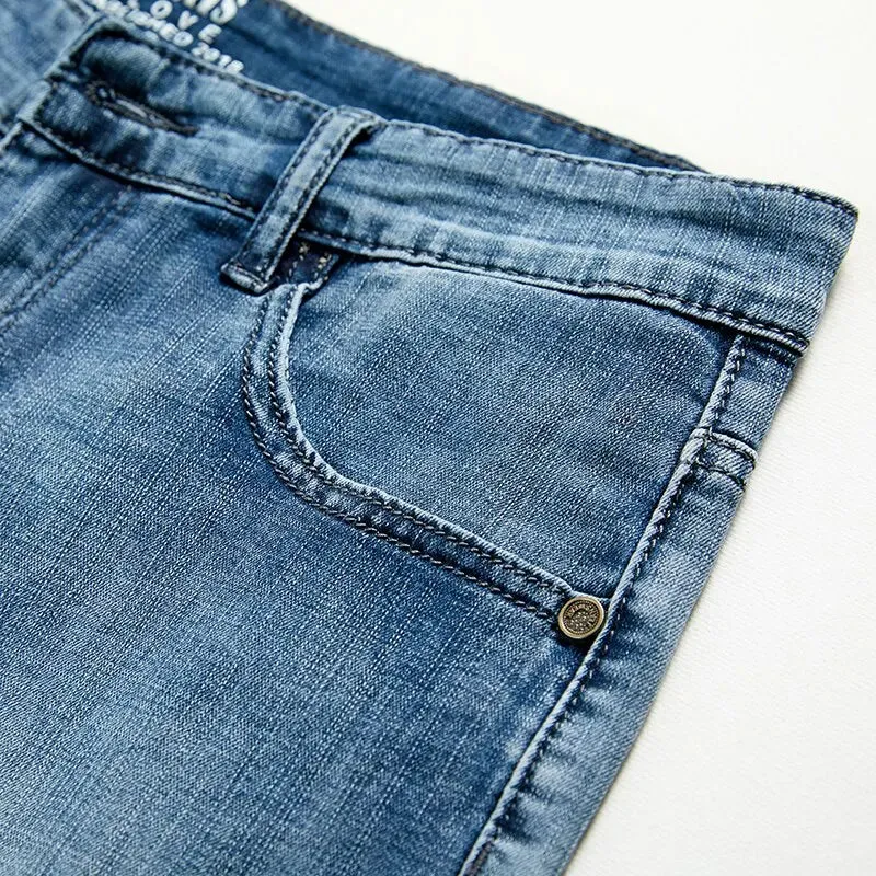 Sommer-Shorts Herren Denim Jeans Dunkelblau Slim Fit
