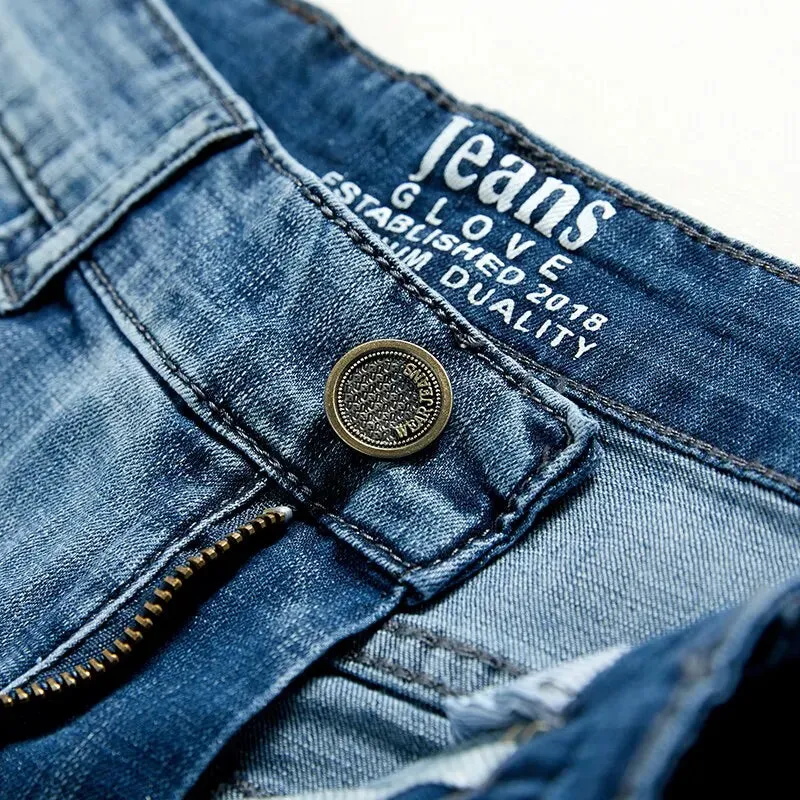 Sommer-Shorts Herren Denim Jeans Dunkelblau Slim Fit