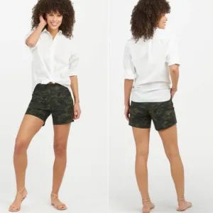 SPANX Sunshine Shorts Green Camo Medium 6” inseam
