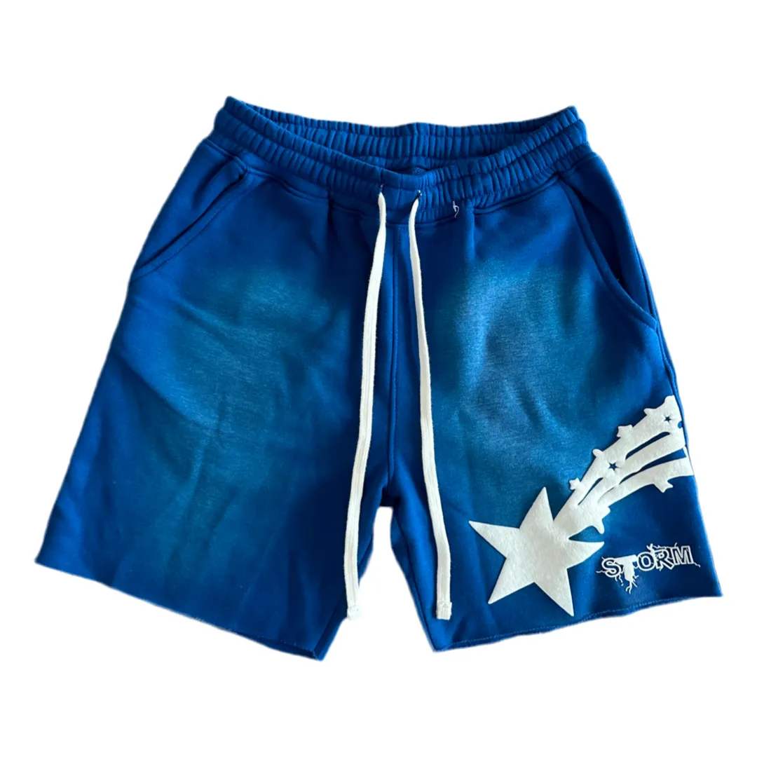 STORM BLUE ACID WASH SHORTS