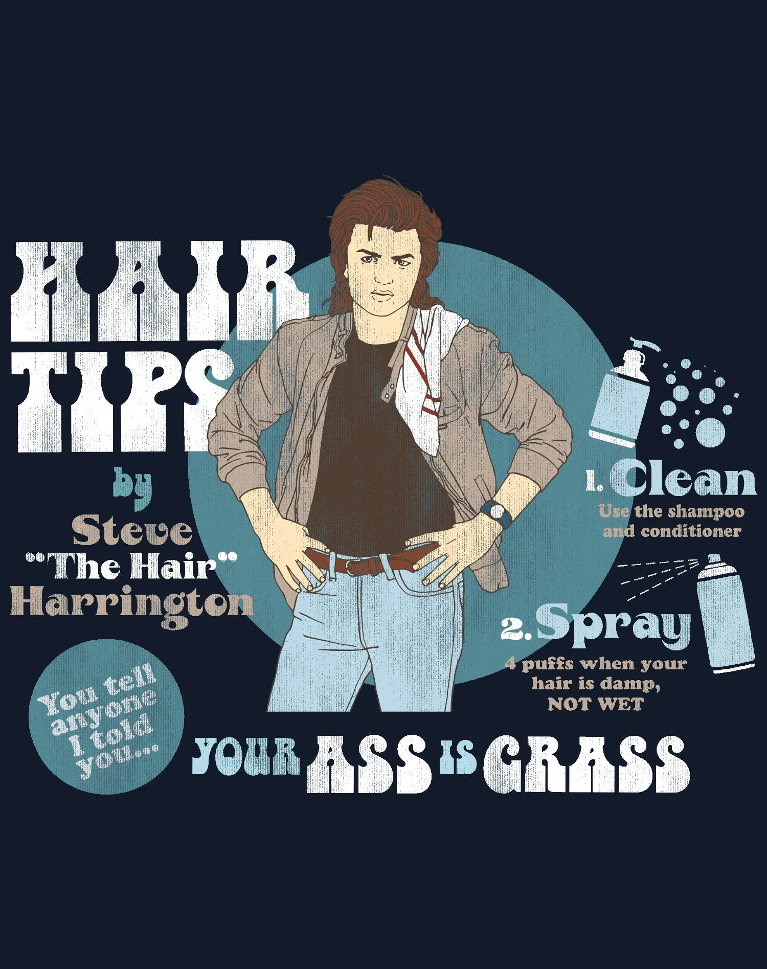 Stranger Things Retro Steve Harrington Pose Spray Warning Hair Tips Official Women's T-Shirt