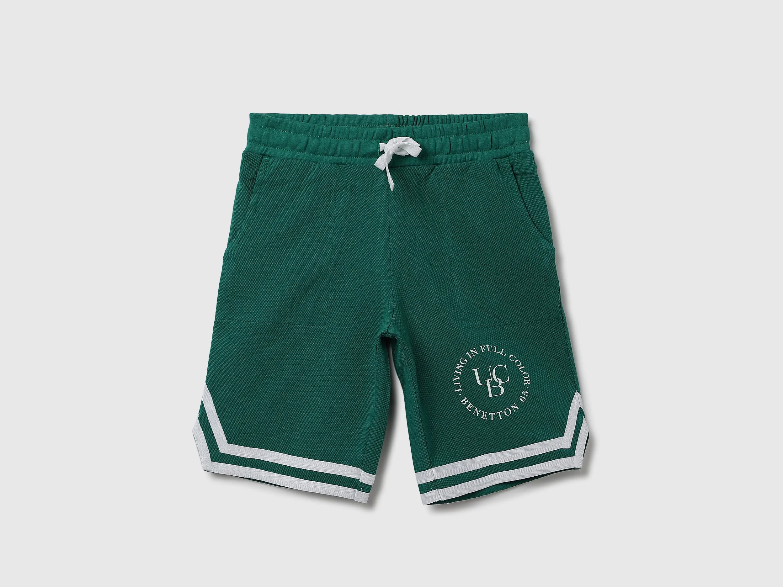 Striped & Branded Regular Fit Shorts