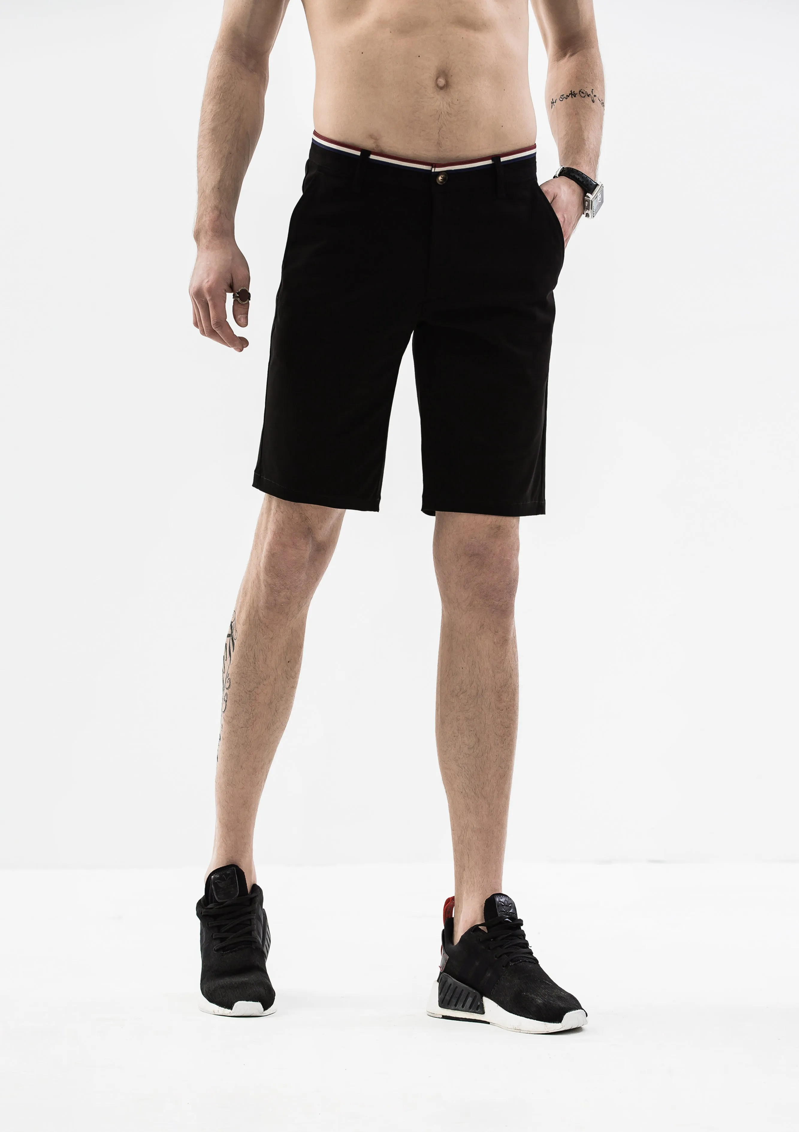 Striped Grosgrain Shorts - Black
