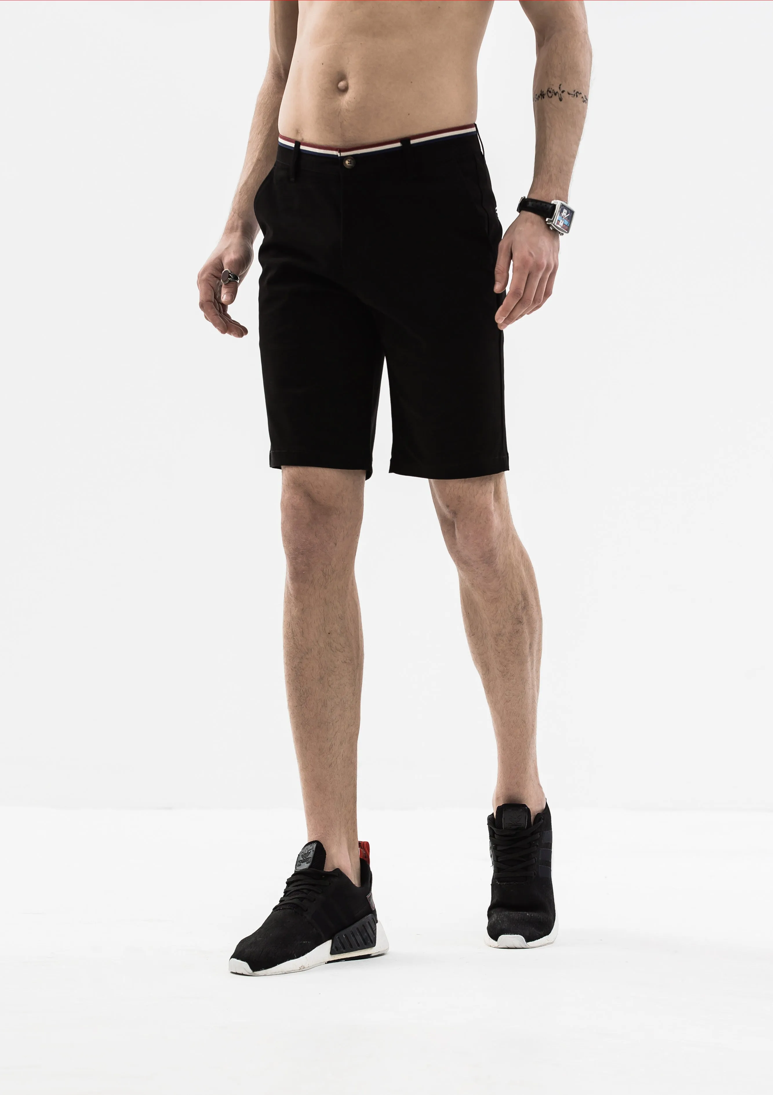 Striped Grosgrain Shorts - Black