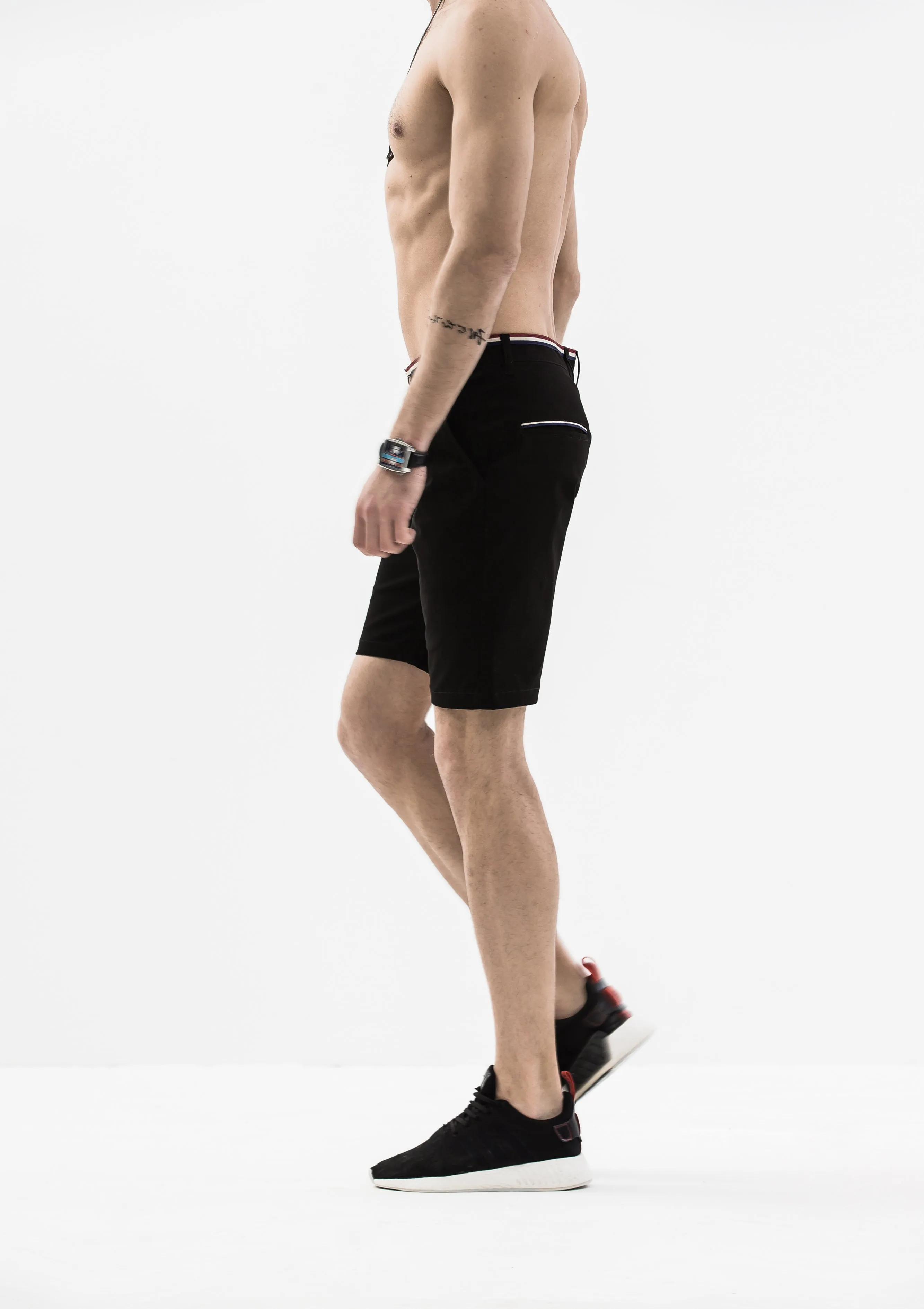 Striped Grosgrain Shorts - Black