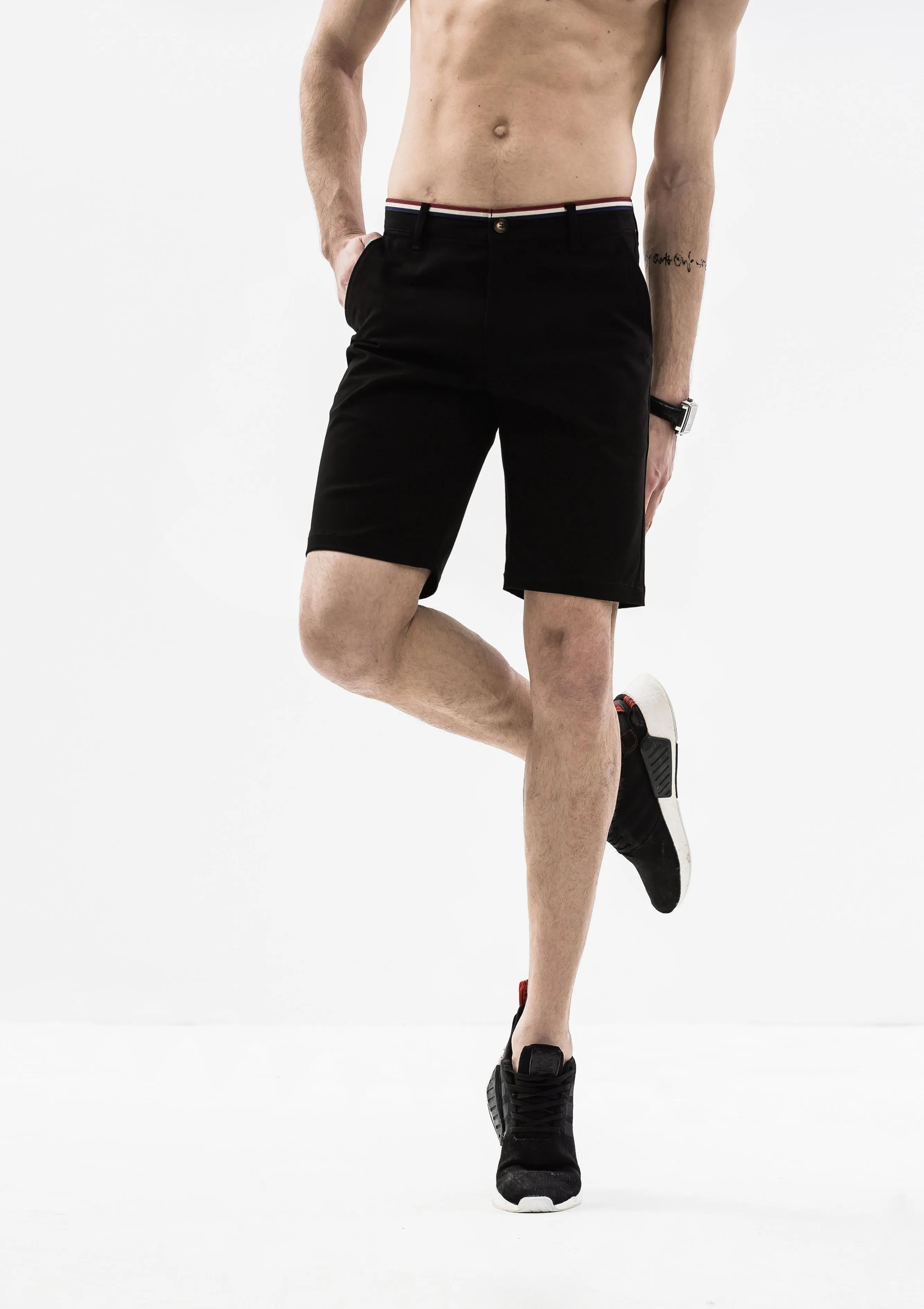 Striped Grosgrain Shorts - Black